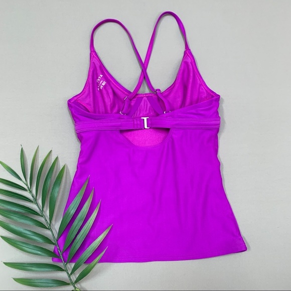 ATHLETA purple smocked tankini swimsuit top, 32 B/C. - Picture 3 of 3